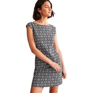 Boden Womens 10 Sleeveless Jersey Shift Dress Black Botanic Blush Art To Wear